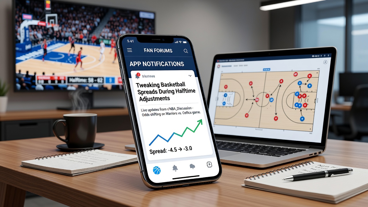 Mobile App-Benachrichtigungen aus Fanforen, die Basketball-Spreads während Halbzeit-Anpassungen verändern