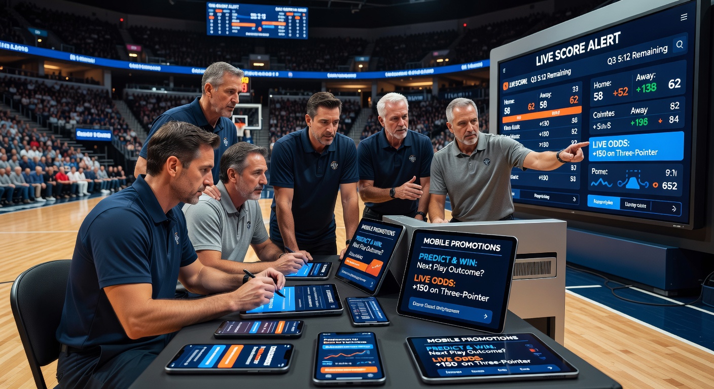 Smartphone zeigt Live-Score-Alerts während eines Basketball-Playoff-Spiels mit Fokus auf Timeout-Statistiken