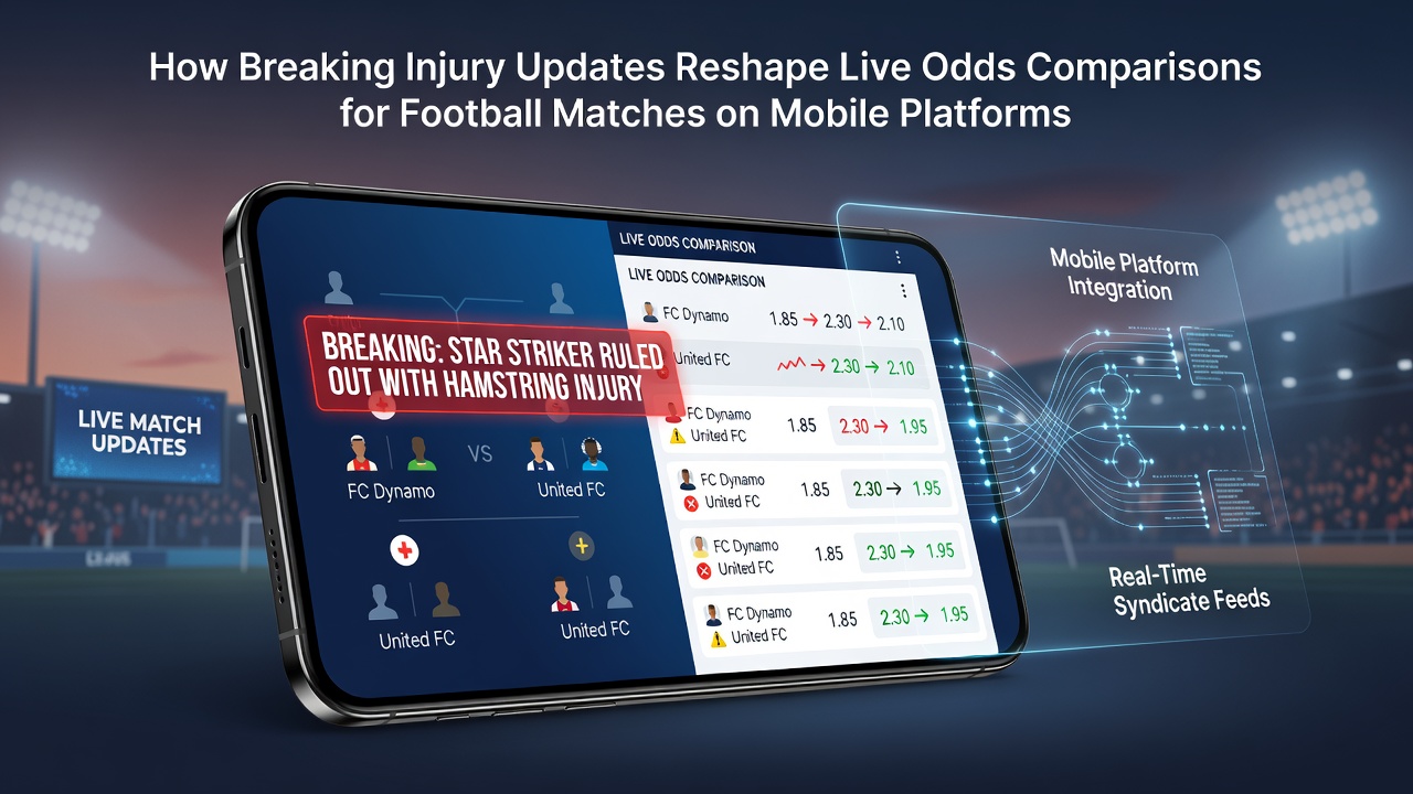 Mobile App zeigt Live-Verletzungsupdates und Quotenschwankungen während eines Fußballmatches