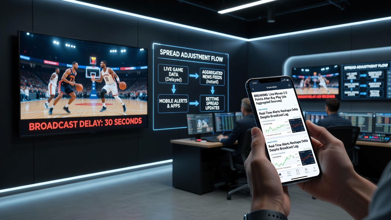 Aggregierte News-Feeds beeinflussen Basketball-Spreads auf mobilen Geräten während verzögerter Übertragungen