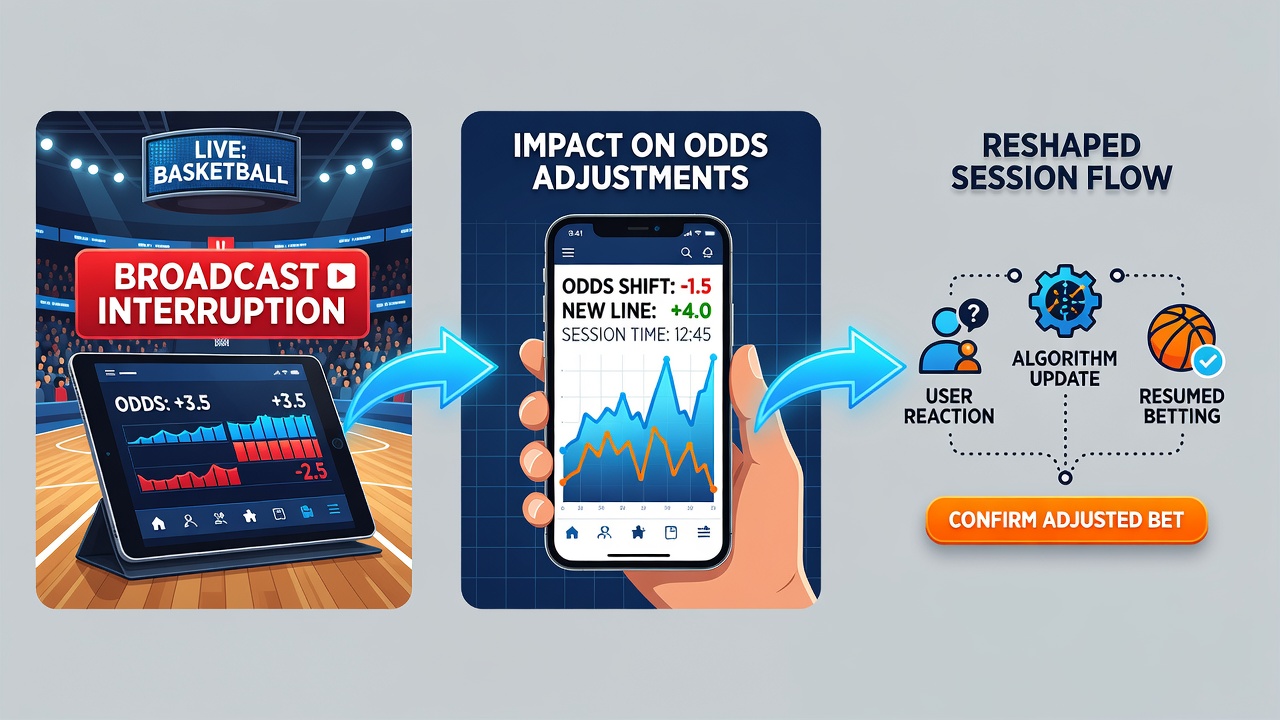 Mobile Wettplattform während einer Basketball-Übertragungspause