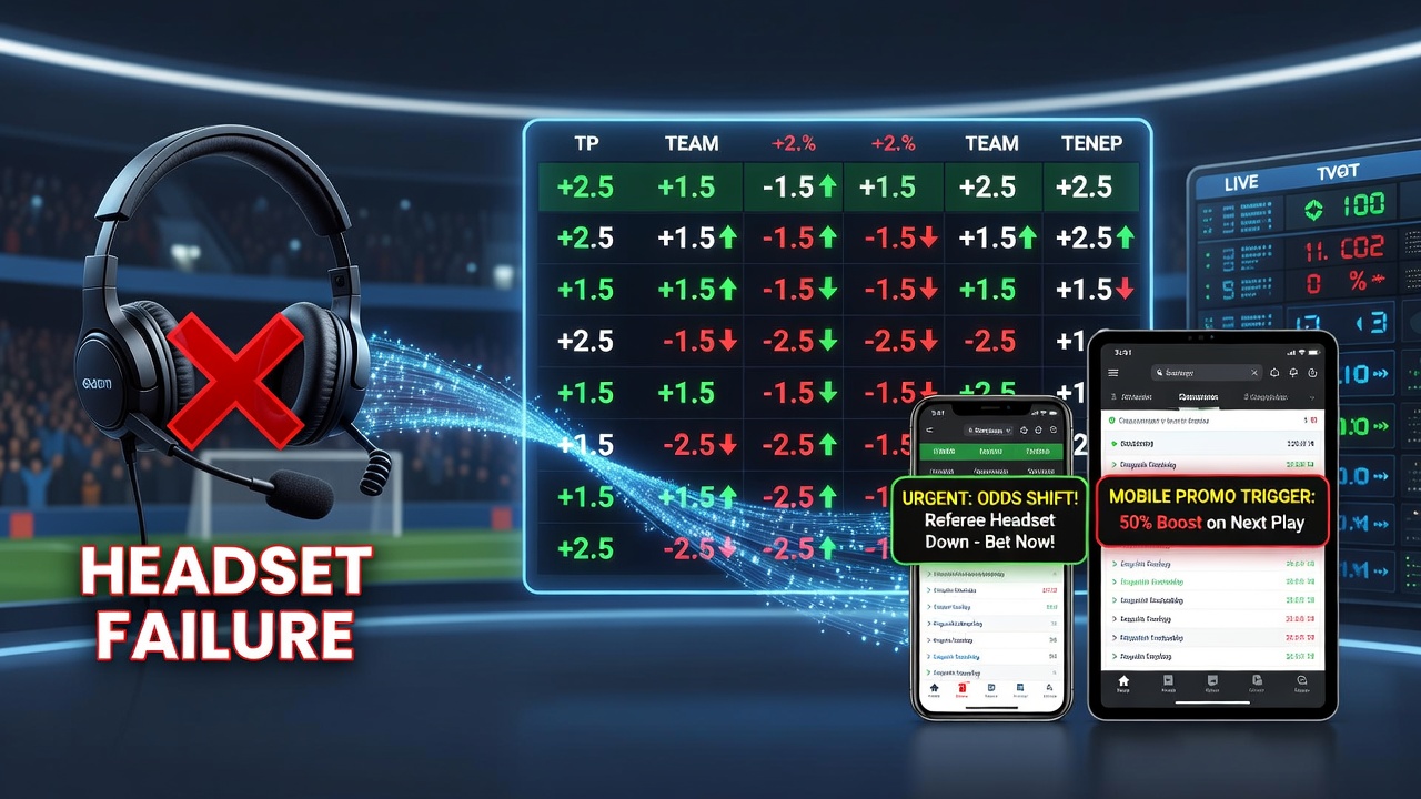 Mobile Wett-App mit aktivierten Promotionen während eines Live-Fußballspiels mit Schiedsrichter-Entscheidung